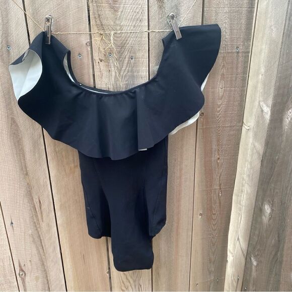 LISA MARIE FERNANDEZ the mira flounce maillot in black bonded bathing suit - Picture 11 of 14